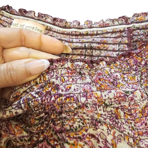 Bohemian Paisley Smocked Womens Tunic Top By Band Of Gypsies Rayon size Small - Picture 2 of 7